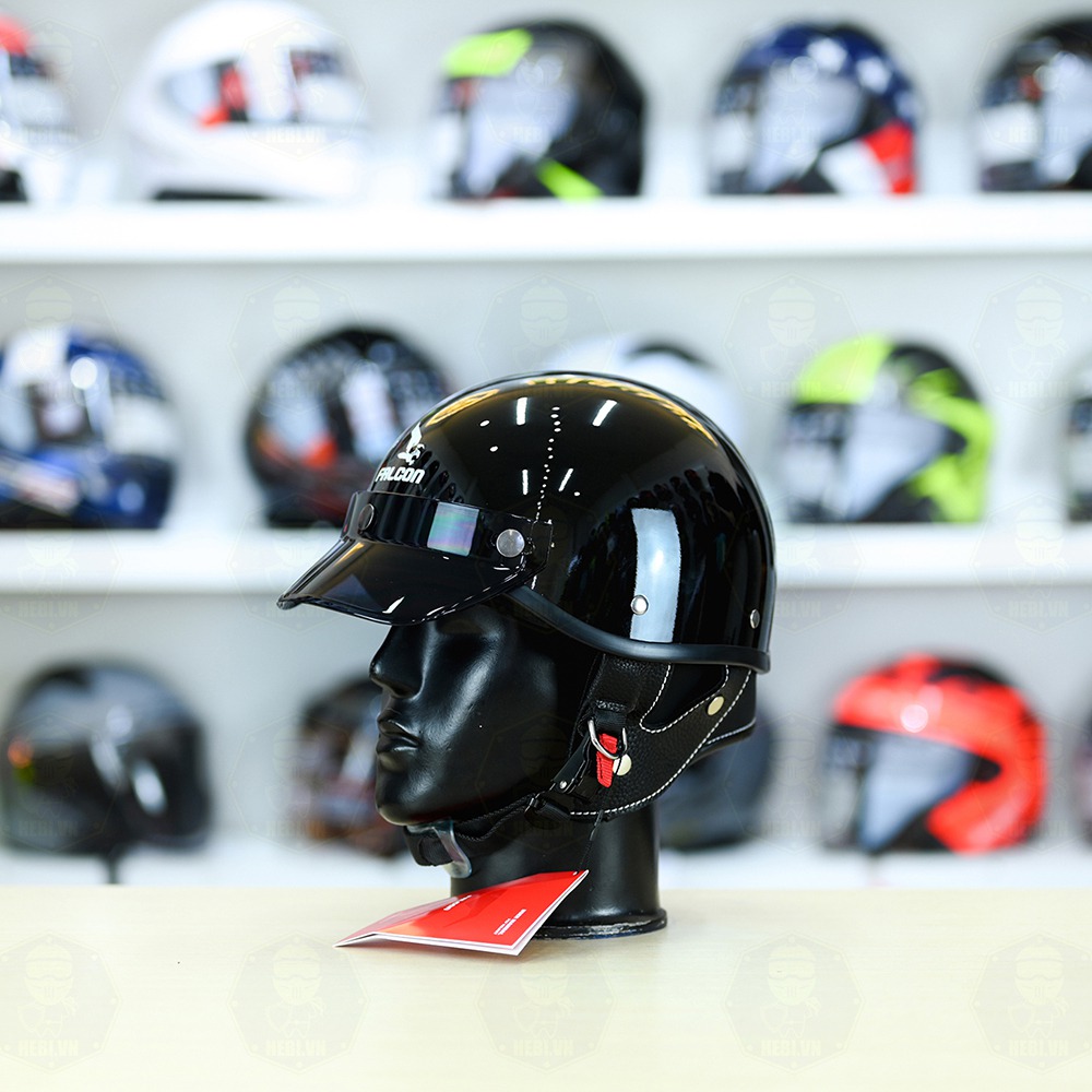 Nón 1/2 Falcon F10 Đen Bóng FREESHIP