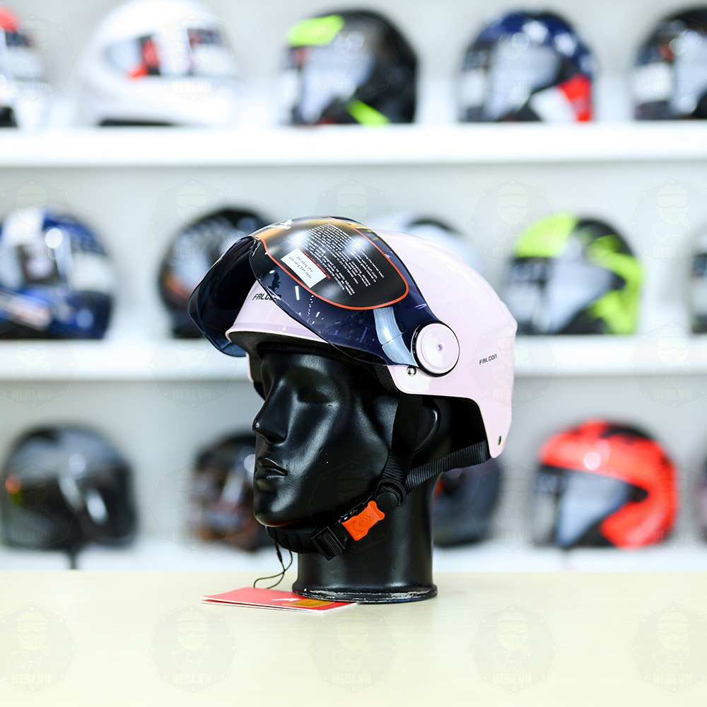 Nón 1/2 Falcon F19 Hồng Phấn Nhạt Bóng FREESHIP