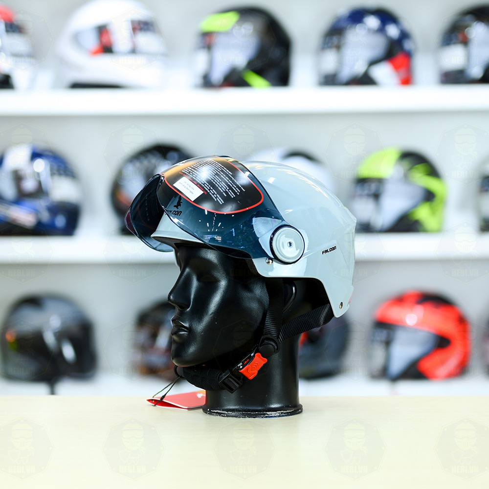 Nón 1/2 Falcon F19 Xanh Dương Nhạt Bóng FREESHIP