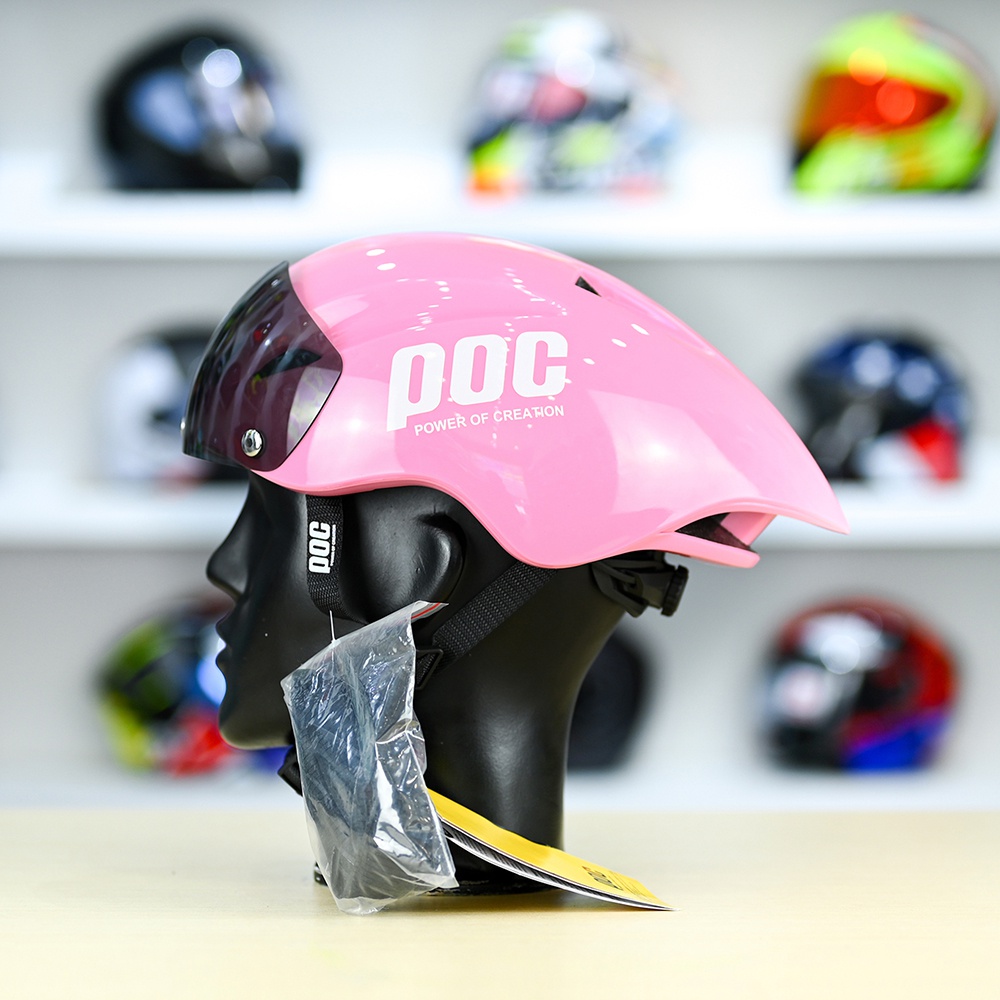 Nón POC P01 FREESHIP - Hồng POC Trắng Bóng