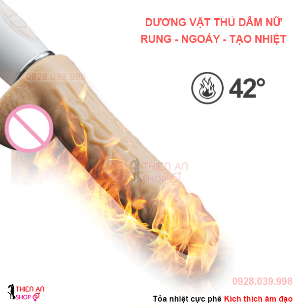 Dương vật silicon rung ngoáy điều chỉnh nhiệt độ dễ dàng cho chị em thấy được sự ấm nóng như nhiệt độ cơ thể người (lên tới 48 độ C) một cảm giác giống thật