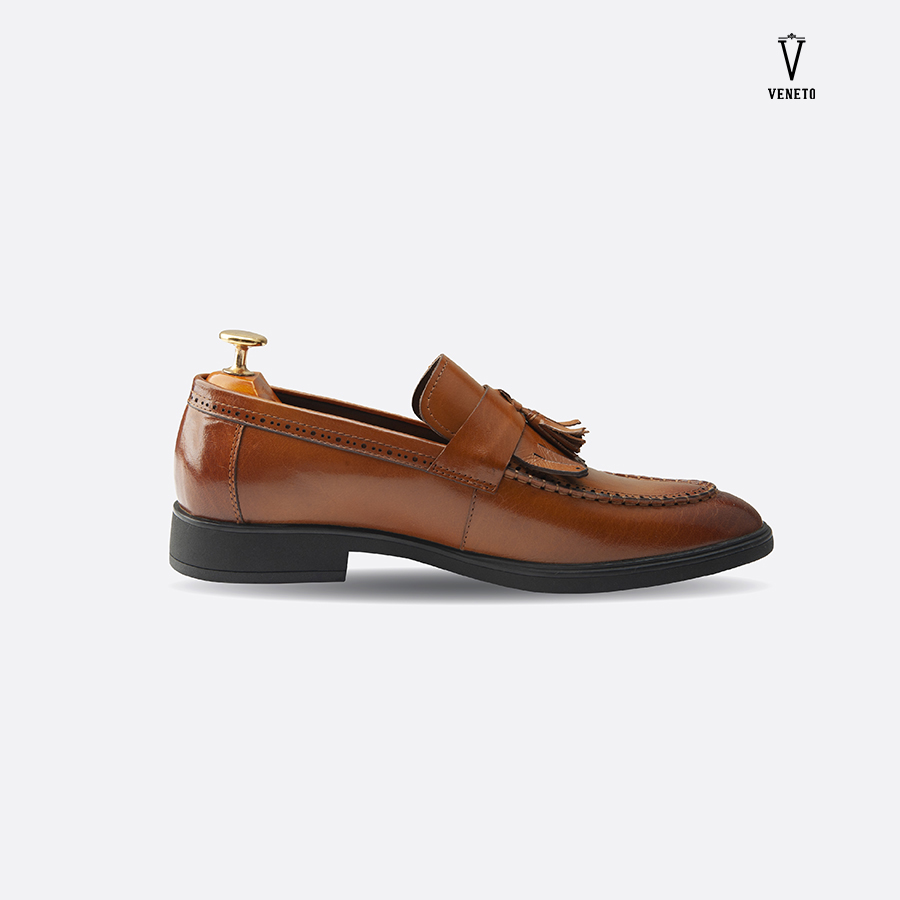 Giầy da Loafer Medium Brown chỉ nổi