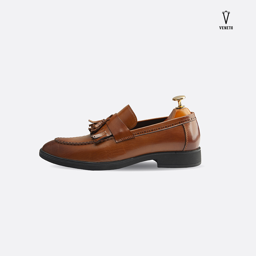 Giầy da Loafer Medium Brown chỉ nổi