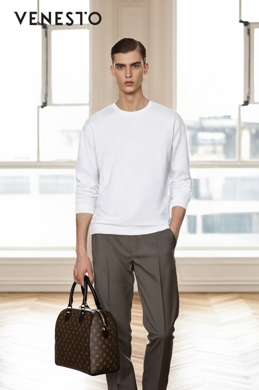 Áo len trắng cổ 3p