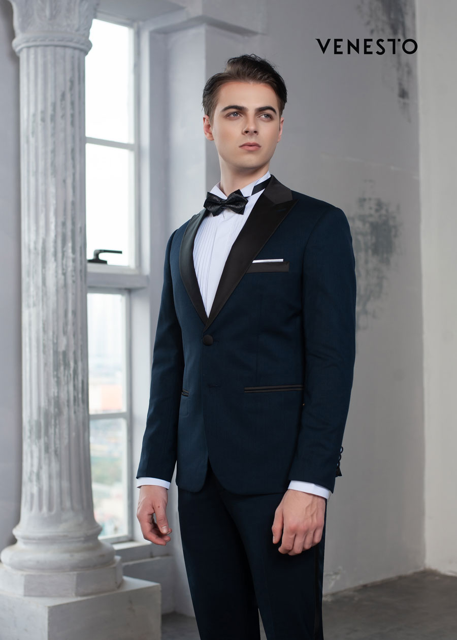 Bộ vest Tuxedos xanh than cổ ý - Main Image