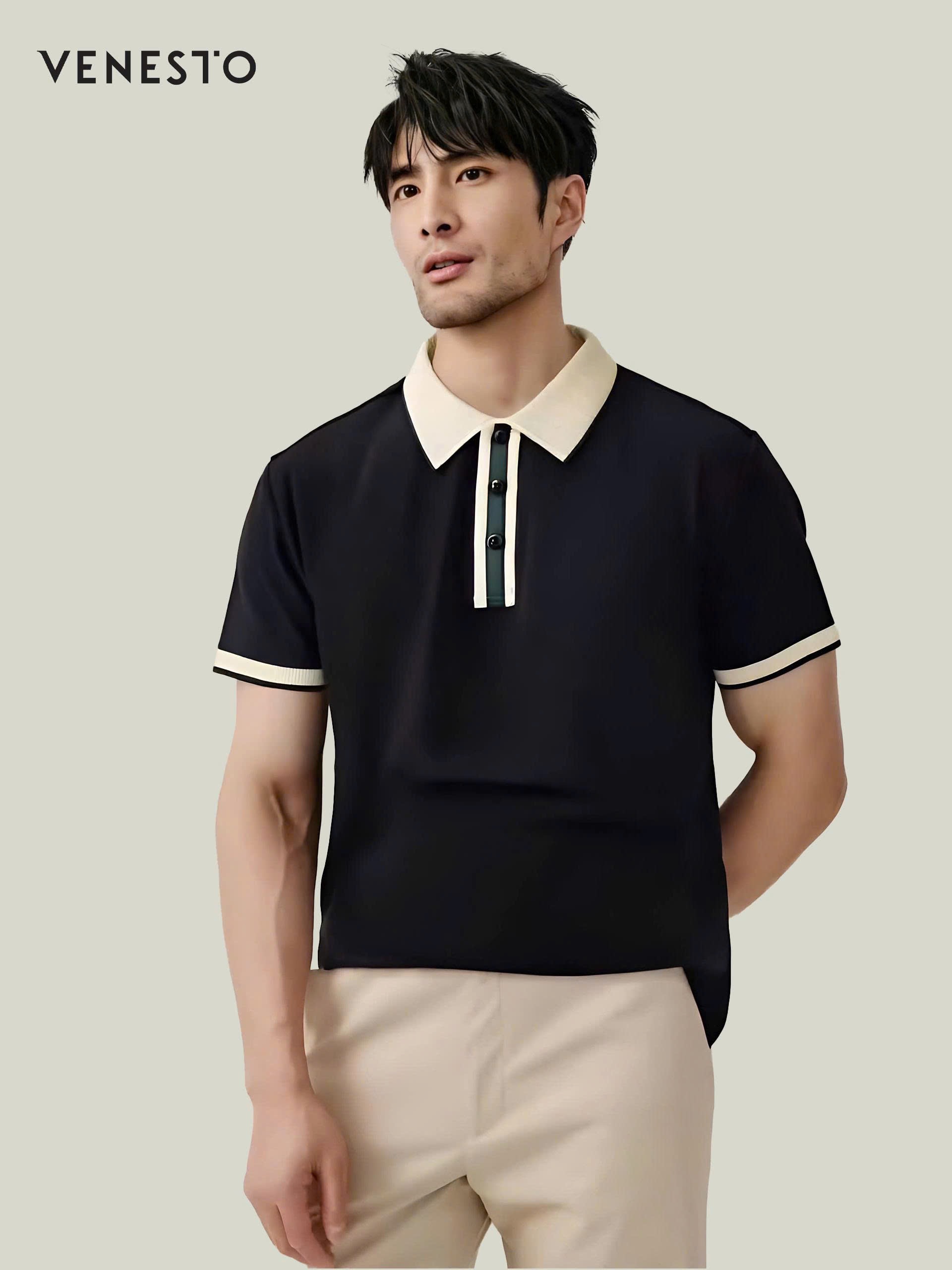 Áo polo đen phối cổ 25-06