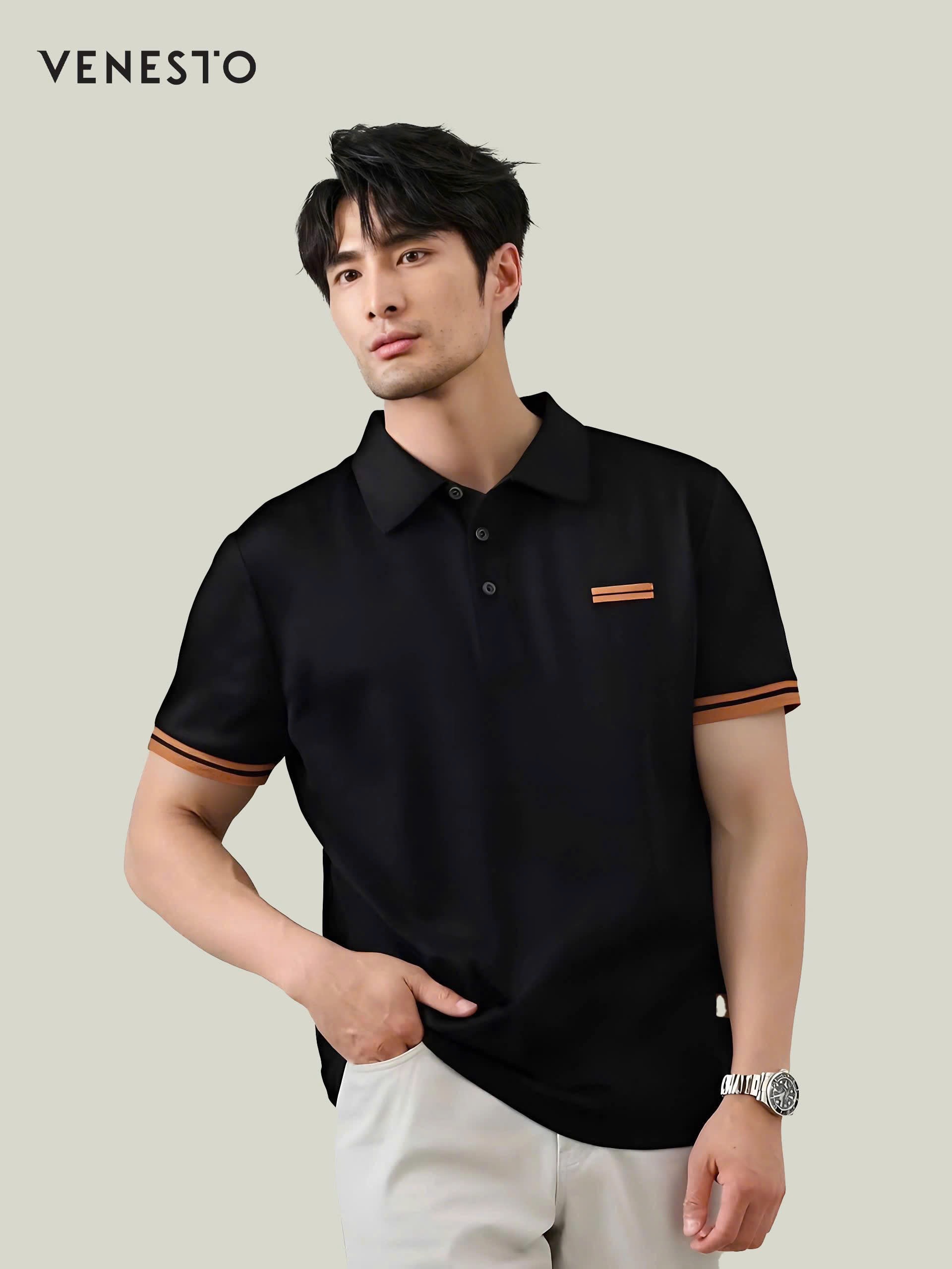 Áo polo đen phối cổ 25-03