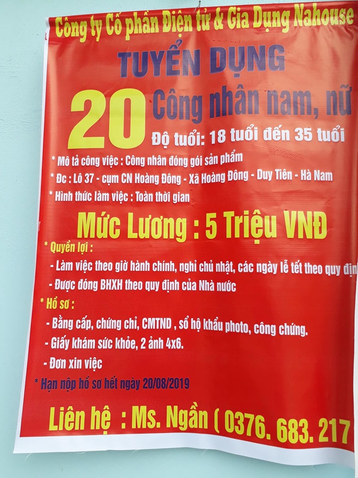 Tuyển công nhân đóng gói sản phẩm