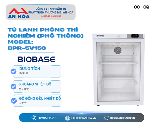 Tủ lạnh phòng thí nghiệm dòng phổ thông (Cửa kính) hãng: Biobase/Trung Quốc