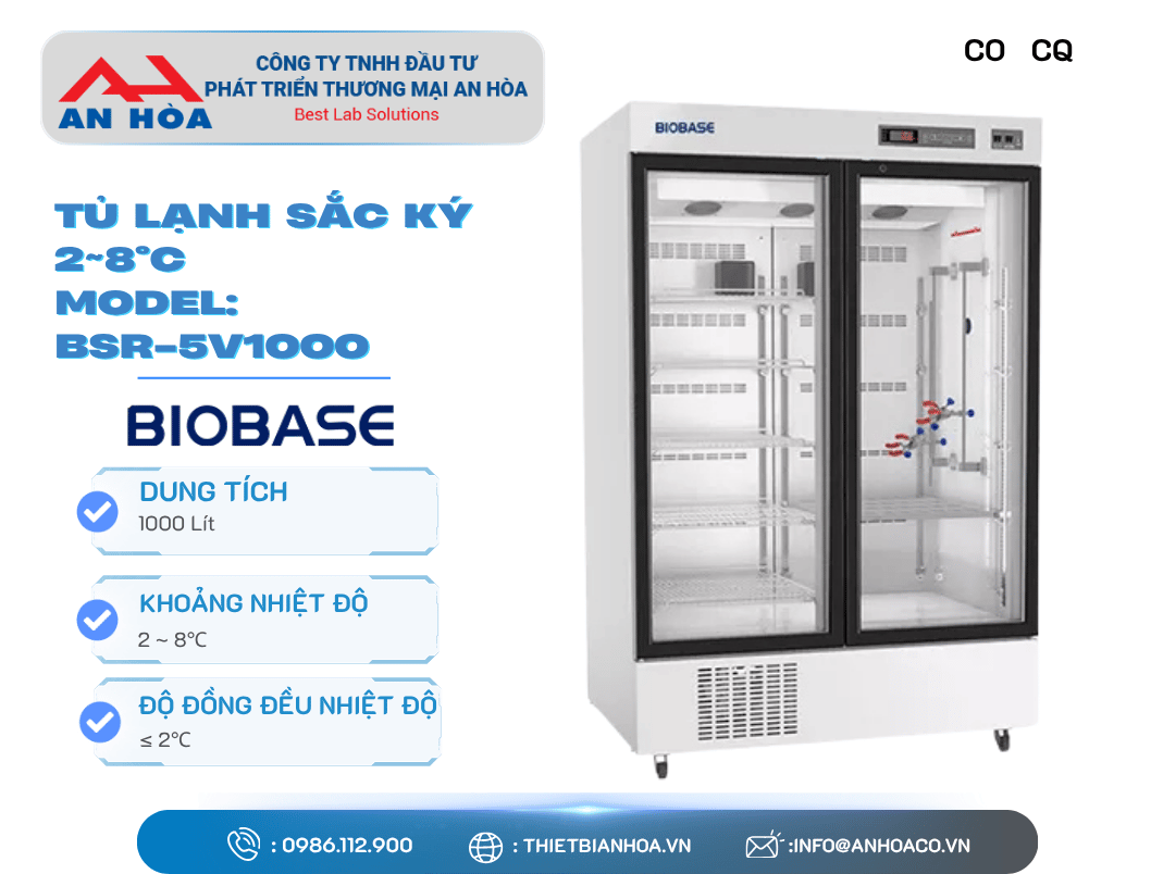 Tủ lạnh sắc ký 2~8℃ 450L, 1000L hãng: Biobase/Trung Quốc