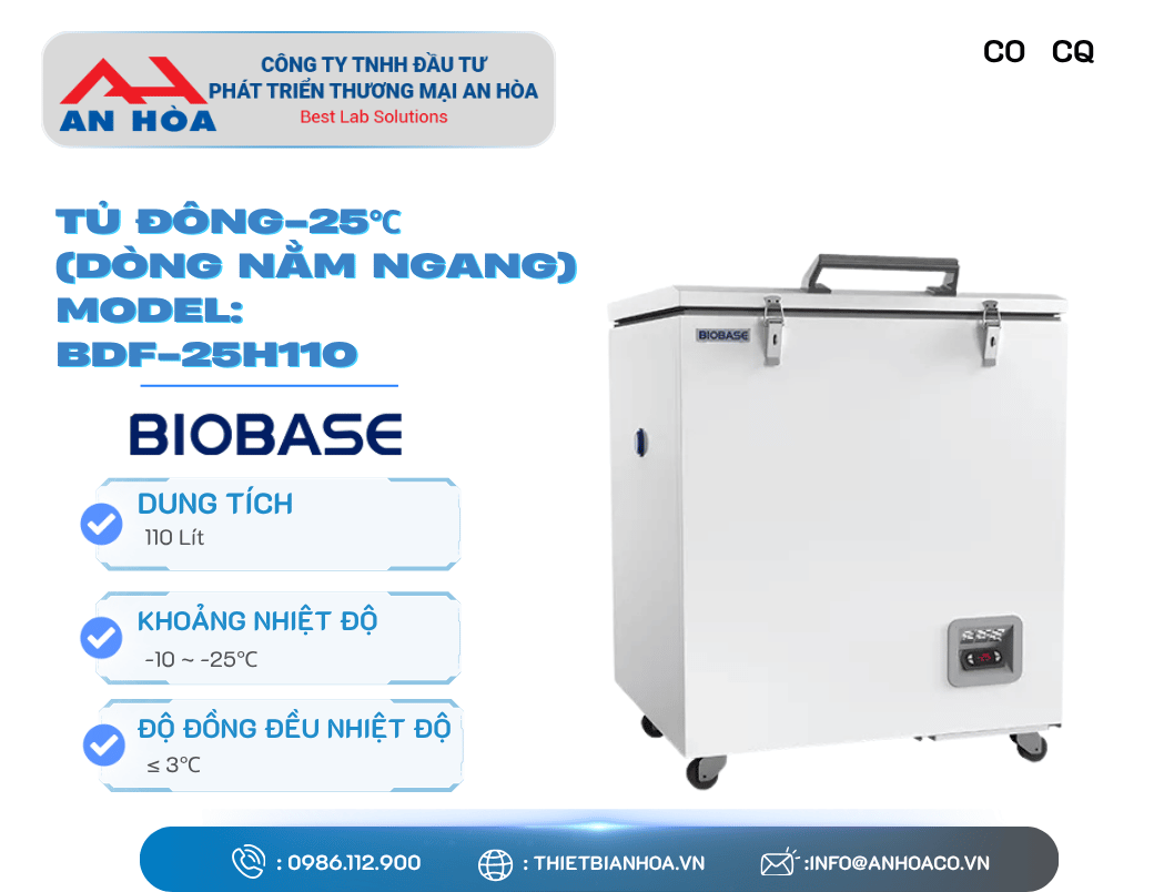 Tủ đông -25°C (Dòng nằm ngang) hãng: Biobase/Trung Quốc