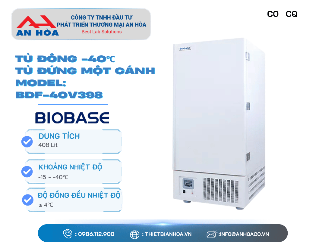 Tủ đông -40°C - 362L, 408L, 450L hãng: Biobase/Trung Quốc