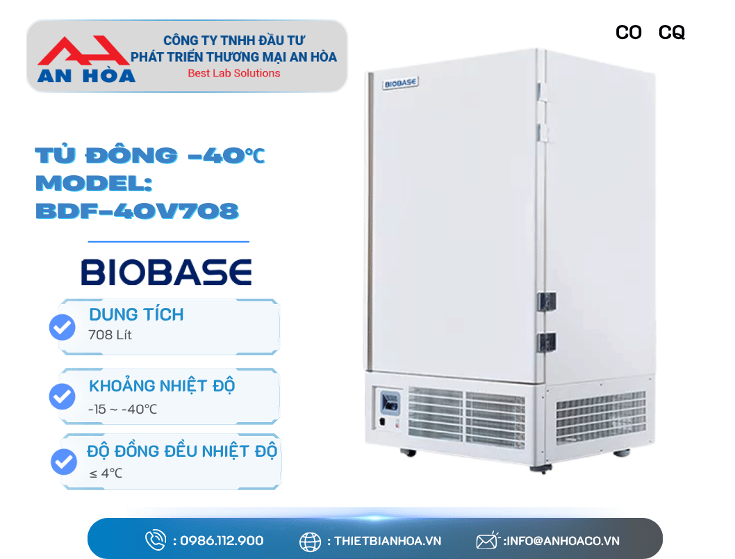 Tủ đông -40°C - 608L, 708L, 808L, 936L hãng: Biobase/Trung Quốc