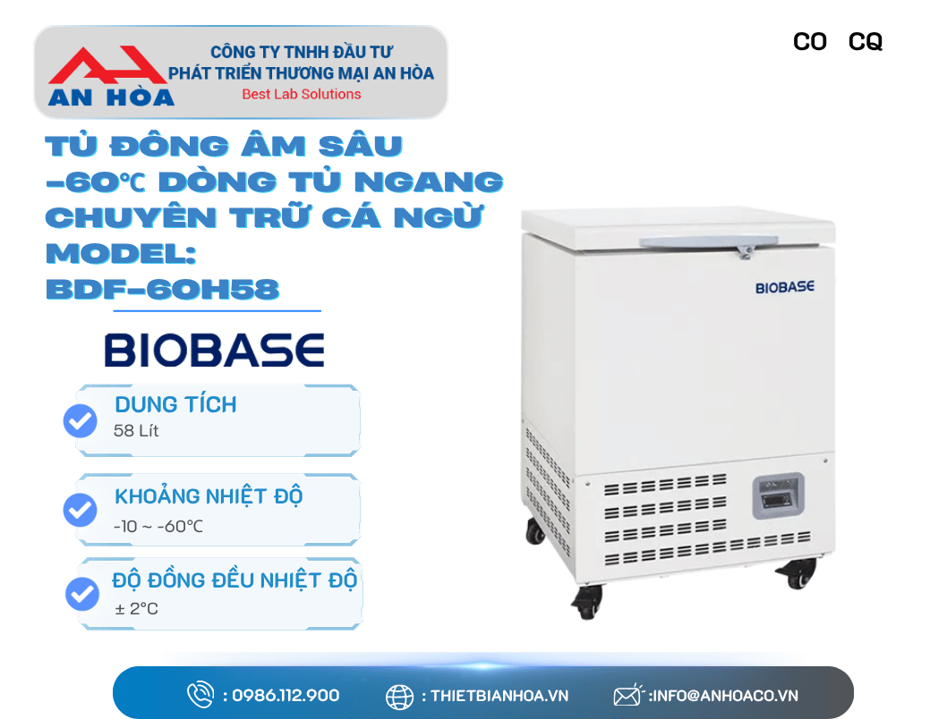 Tủ đông âm sâu-60°C dòng tủ ngang chuyên trữ cá ngừ 58L, 120L, 220L, 320L, 458L hãng: Biobase/Trung Quốc