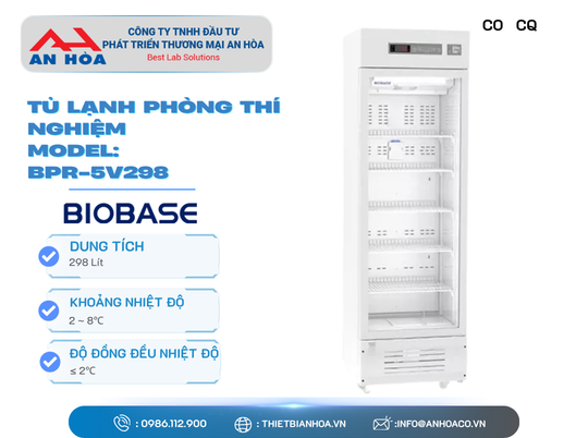 Tủ lạnh phòng thí nghiệm (Cửa kính) 228L ~ 468L, 5V228S, 5V358S hãng: Biobase/Trung Quốc