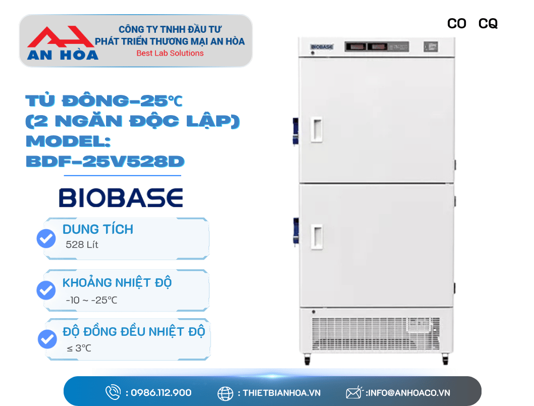 Tủ đông -25°C (2 ngăn độc lập) hãng: Biobase/Trung Quốc