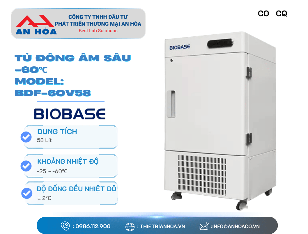 Tủ đông âm sâu -60°C 28L, 58L, 108L, 158L, 408L hãng: Biobase/Trung Quốc