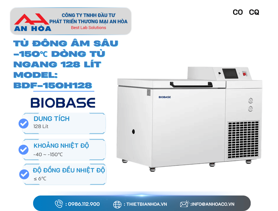 Tủ đông âm sâu -150℃ dòng tủ ngang 128L hãng: Biobase/Trung Quốc