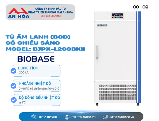 Tủ ấm lạnh (BOD) có chiếu sáng dòng BJPX-LBK 200 Lít hãng: Biobase/Trung Quốc