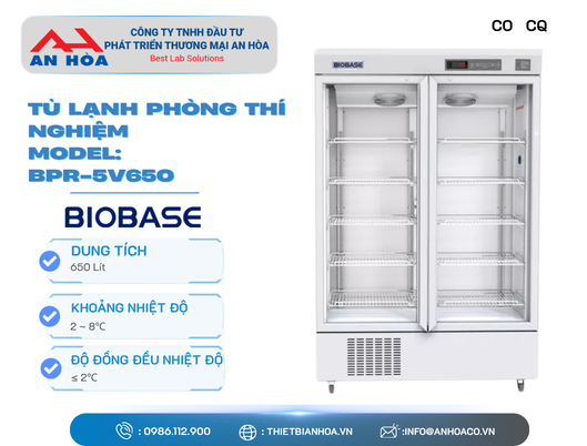 Tủ lạnh phòng thí nghiệm (2 cửa kính) 628L, 650L, 968L hãng: Biobase/Trung Quốc