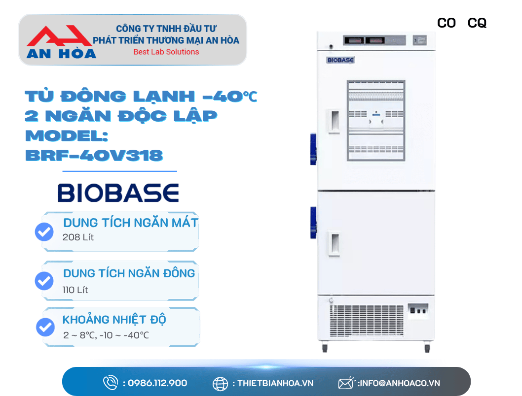 Tủ đông lạnh -40°C (2 ngăn độc lập) hãng: Biobase/Trung Quốc