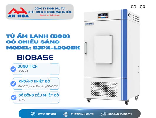 Tủ ấm lạnh (BOD) có chiếu sáng dòng BJPX-LBK 200 Lít hãng: Biobase/Trung Quốc