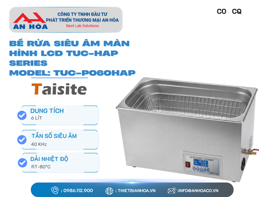 Bể rửa siêu âm màn hình LCD dòng TUC-HAP Series hãng Taisitelab/Mỹ