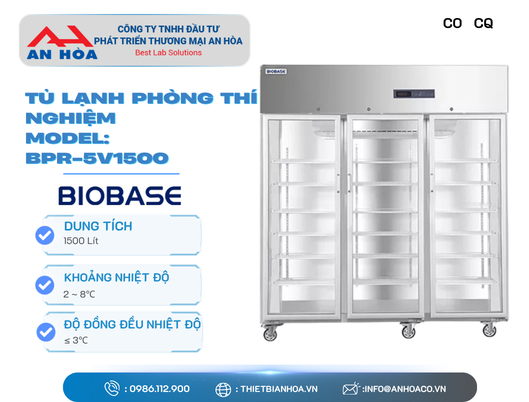 Tủ lạnh phòng thí nghiệm (3 cửa kính) 1500L hãng: Biobase/Trung Quốc