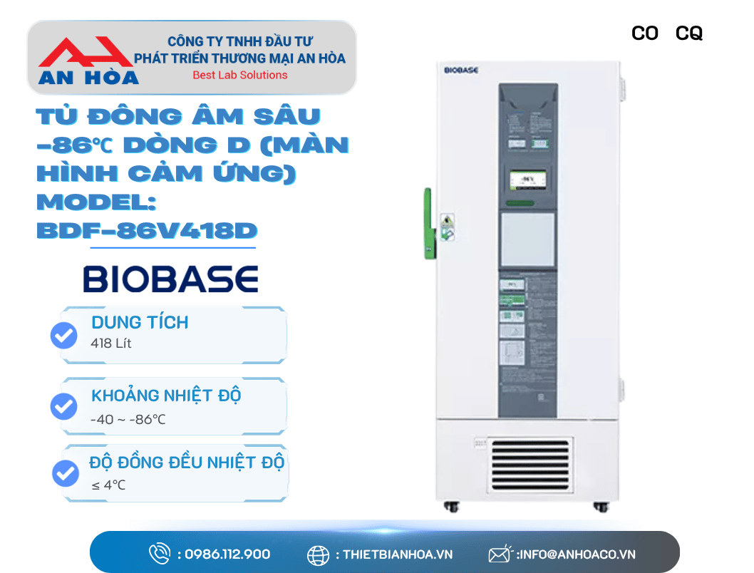 Tủ đông âm sâu -86℃ dòng D (Màn hình cảm ứng 7-inch) 418L, 588L 838L hãng: Biobase/Trung Quốc