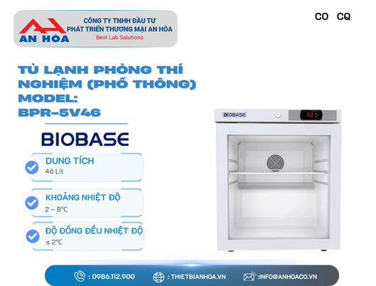 Tủ lạnh phòng thí nghiệm dòng phổ thông (Cửa kính) hãng: Biobase/Trung Quốc