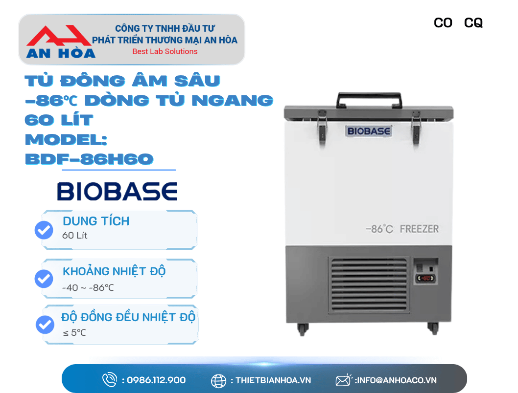Tủ đông âm sâu -86℃ dòng tủ ngang 60L, 128L hãng: Biobase/Trung Quốc