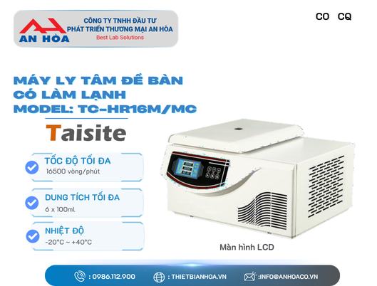 Máy ly tâm tốc độ cao để bàn có làm lạnh dòng TC-HR hãng TaisiteLab/Mỹ