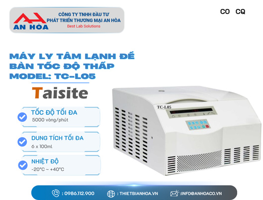 Máy ly tâm lạnh để bàn tốc độ thấp model TC-L05 hãng TaisiteLab/Mỹ