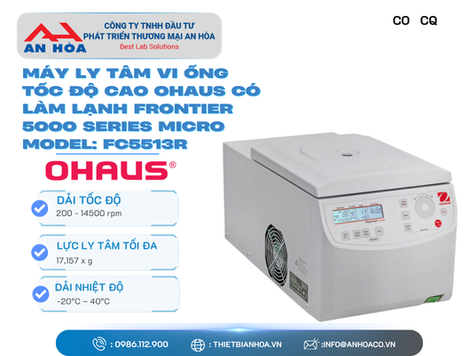 Máy ly tâm vi ống tốc độ cao có làm lạnh FRONTIER™ 5000 SERIES Micro model FC5513R, FC5515R hãng: Ohaus/Mỹ