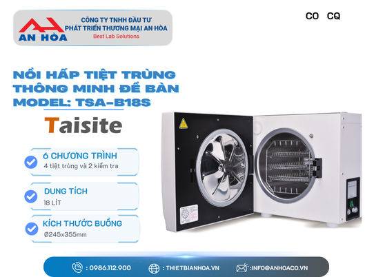 Nồi hấp tiệt trùng thông minh để bàn model TSA-B18S/B23S hãng Taisitelab/Mỹ