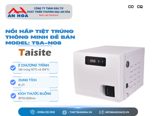 Nồi hấp tiệt trùng thông minh để bàn model TSA-N08/N12/N18 hãng Taisitelab/Mỹ