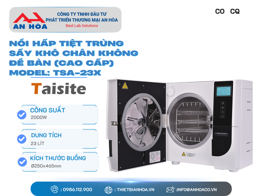 Nồi hấp tiệt trùng sấy khô chân không để bàn (Cao cấp) model TSA-B18X/23X hãng Taisitelab/Mỹ