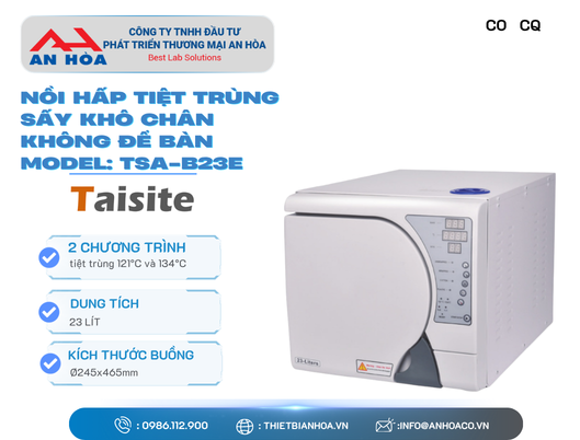 Nồi hấp tiệt trùng sấy khô chân không để bàn model TSA-B18E/B23E hãng Taisitelab/Mỹ