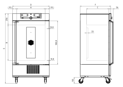 Tủ ấm lạnh dùng máy nén khí 108L loại ICP110, Hãng Memmert/Đức