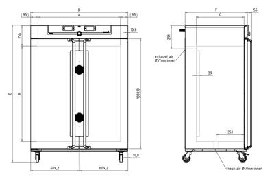 Tủ sấy đối lưu cưỡng bức 1060L loại UF1060plus, Hãng Memmert/Đức