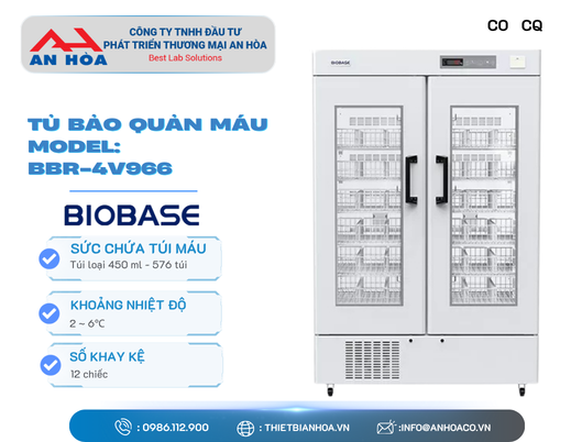 Tủ bảo quản máu dòng BBR (2 cánh cửa) hãng: Biobase/Trung Quốc