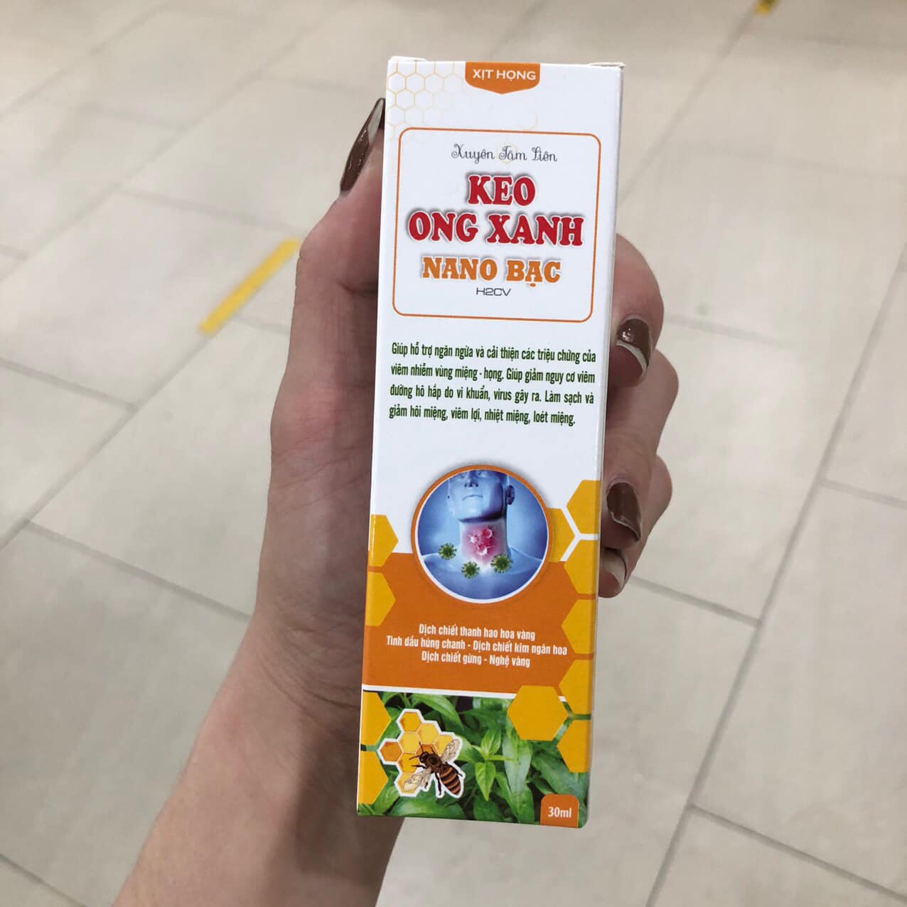 Xịt họng keo ong xanh Nano Bạc 30ml