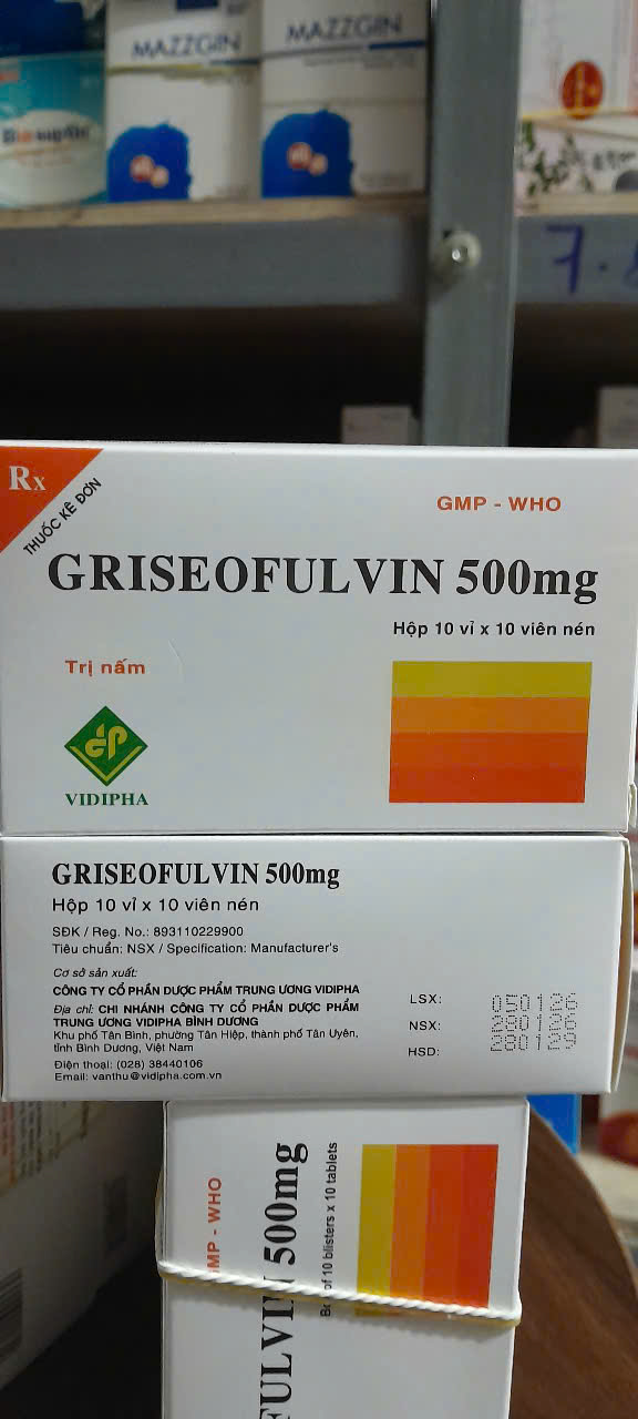 Griseofulvin 500mg 100 viên