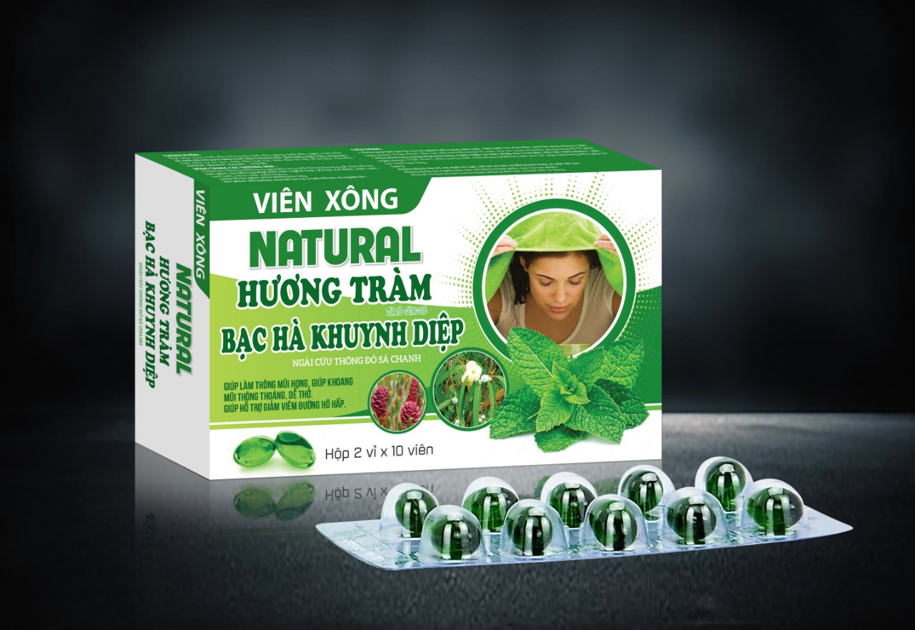 Viên xông Natural Hương Tràm ,Bạc Hà, Khuynh Diệp