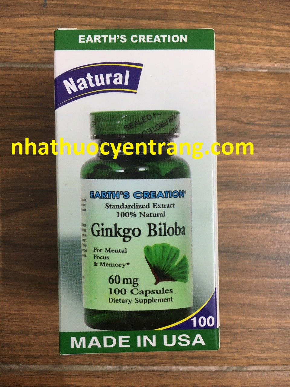 Ginkgo Biloba 60mg lọ 100 viên Earth's Creation