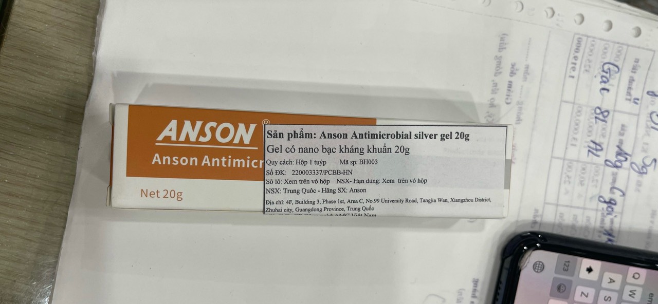 Anson Antimicrobial silver gel 20g