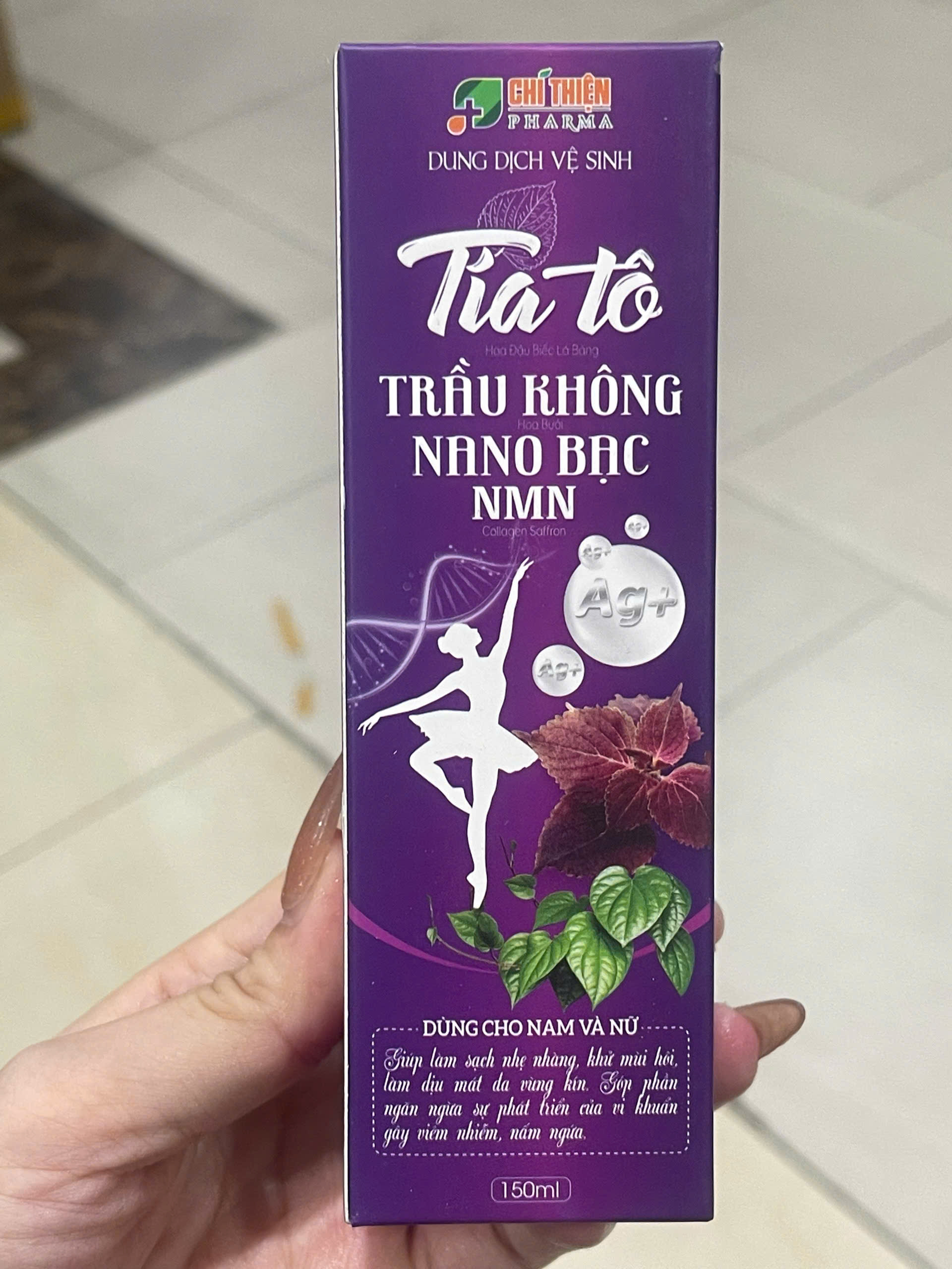 Dung Dịch Vệ Sinh Tía Tô Trầu Không Nano Bạc NMN