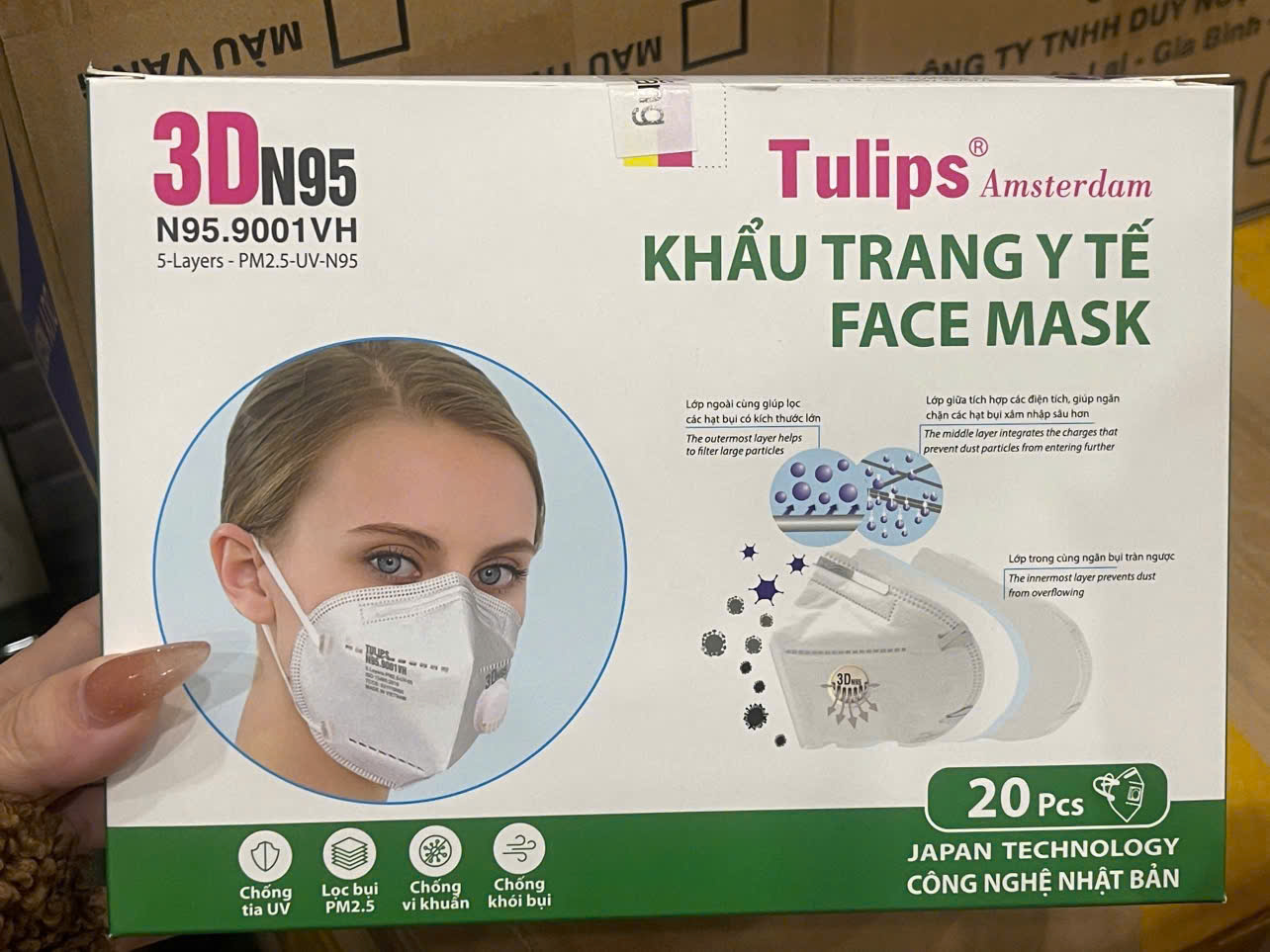 Khẩu trang y tế 3D N95 – 9001VH Tulips