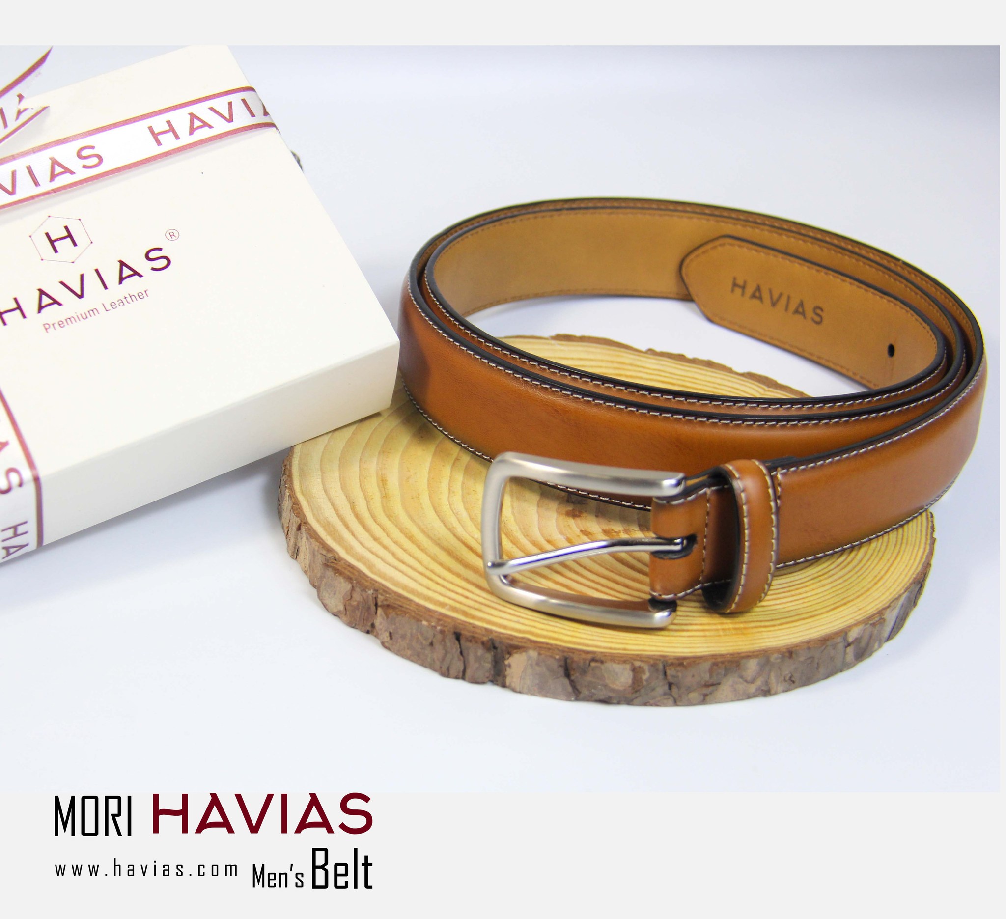 Thắt lưng da bò khóa ghim Mori HAVIAS
