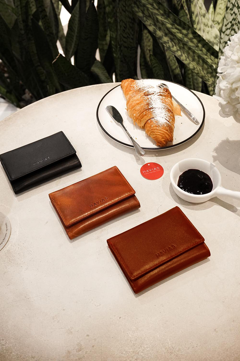 Ví 3 gấp nam nữ Heart3 Mini Handcrafted Wallet da thật may thủ công màu nâu ,đỏ nâu ,đen